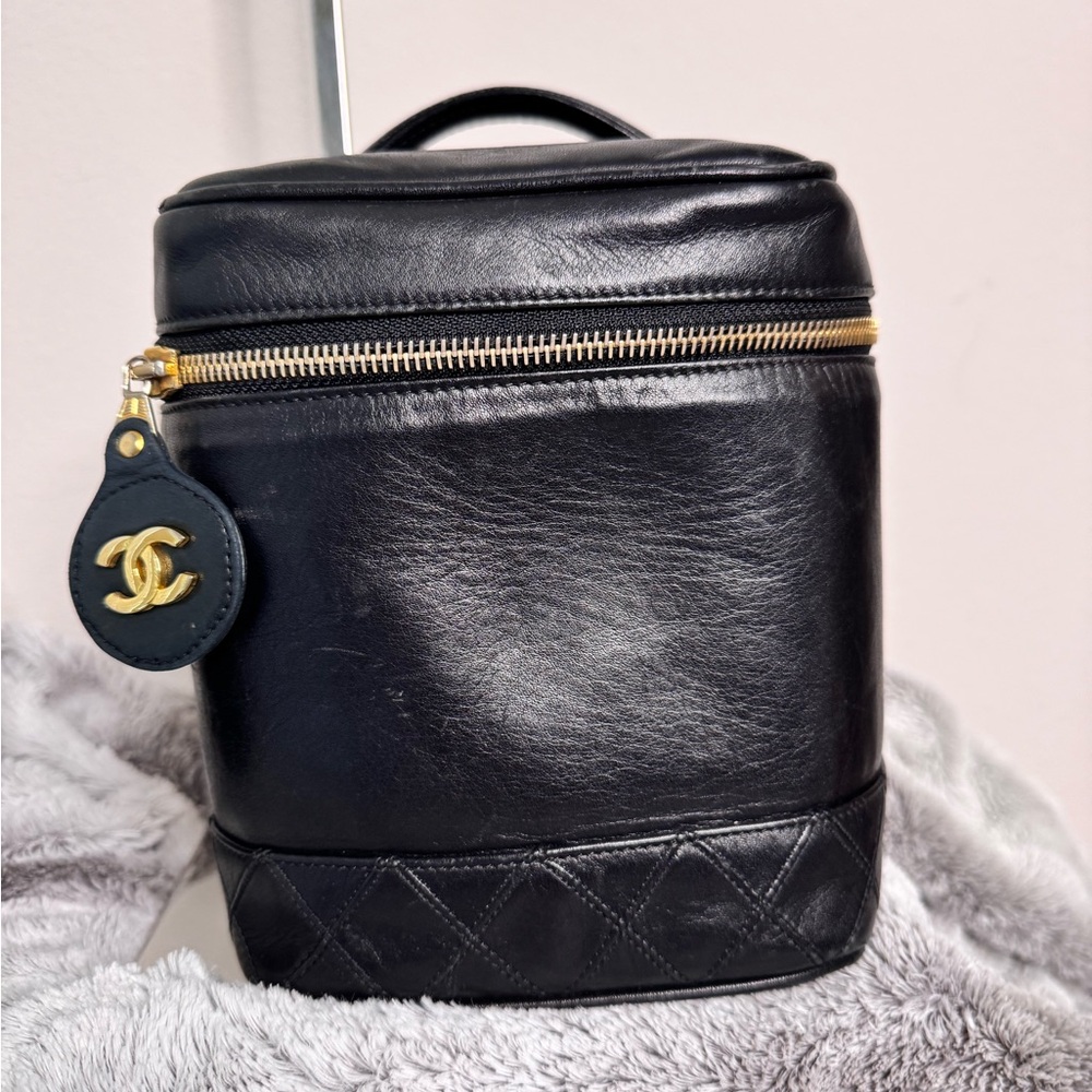 Chanel Black Leather Vanity Case